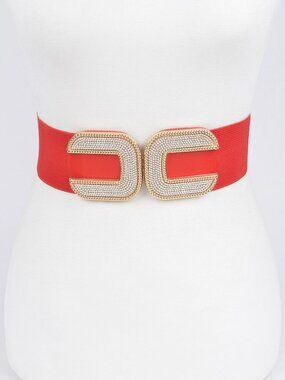 Rhinestone Buckle Stretch Belt